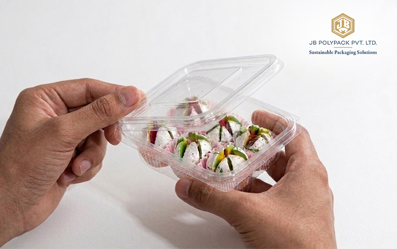 hinged lid storage box for food