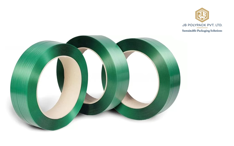 High strength green PET packaging straps for heavy duty industrial applications
